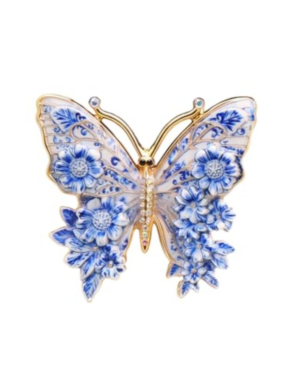 Vintage Butterfly Flower Colorful Enamel Brooch Lapel Pins Elegant Rhinestones